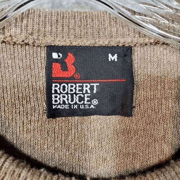 Robert Bruce Sweater Mens Medium Tan Diamond Argyle Knitted Crew Neck Pullover - Picture 2 of 7
